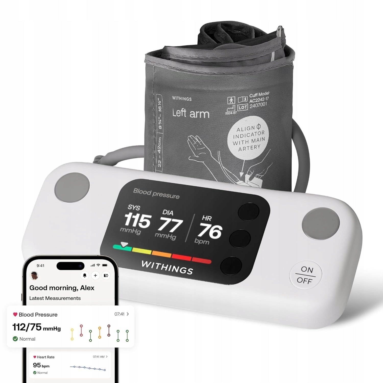 AFib ECG Wi-Fi Smart Shoulder Blood Pressure Monitor - Withings BPM Vision
