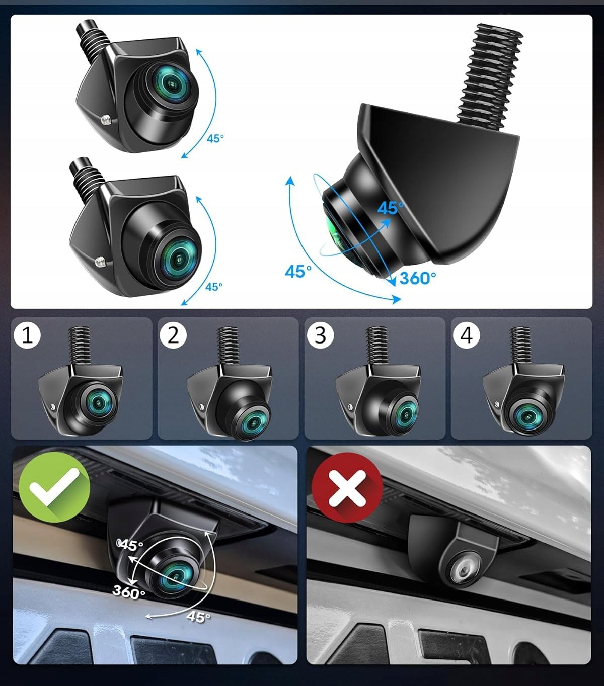 AHD 1080p Reversing Camera, Car Reversing Camera, 360° Rotating Manufacturer code 5904133215575
