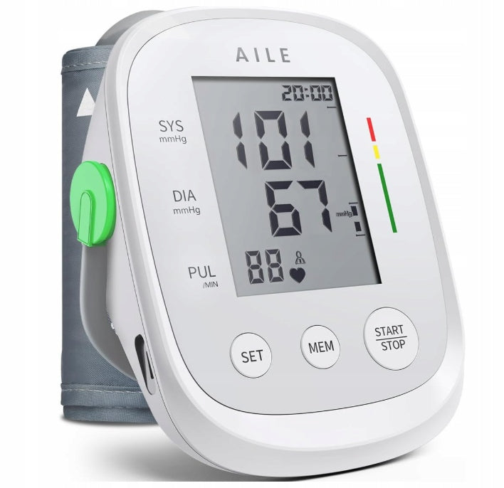 AILE Precision Blood Pressure Monitor with Large Cuff – Memory for 2 People