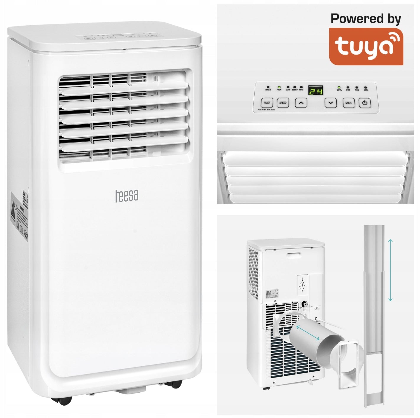 AIR CONDITIONER PORTABLE WIFI TEESA TUYA 2,5KW QUIET DEHUMIDIFIER 3IN1