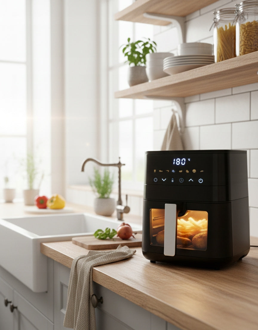 AIR FRYER 2000W 6L AIRDWELLER 8 PROGRAMS BLACK Dominant color black