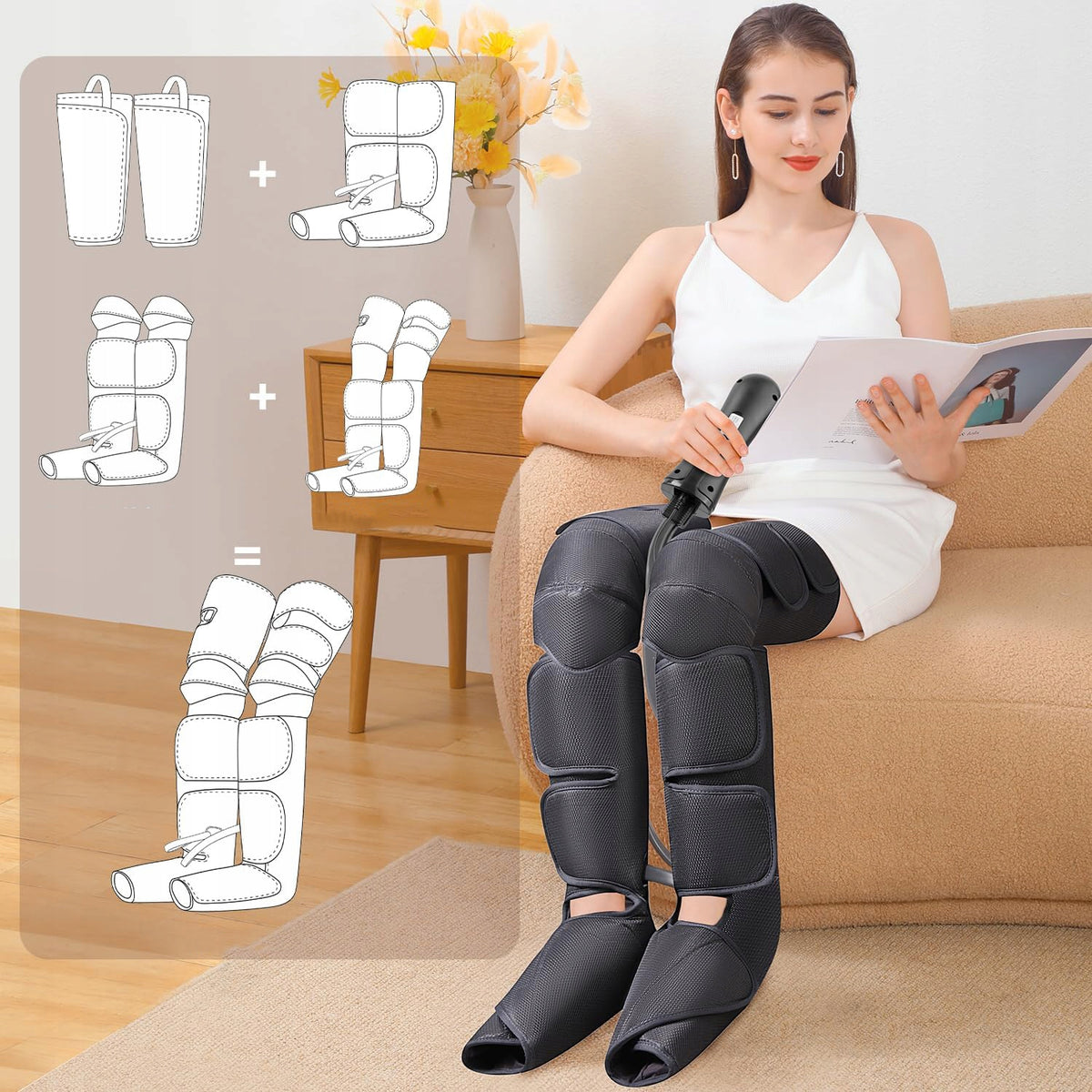 AIR LEG MASSAGER 3 MODS 5 INTENSITIES HEAT COMPRESSION 3D COMPASSES Medical device no