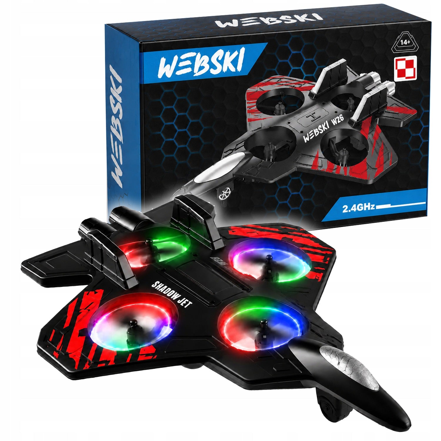 AIRCRAFT REMOTE CONTROLLED FOAM JET PILOT DRONE LED ROTATION 360° Brand Webski