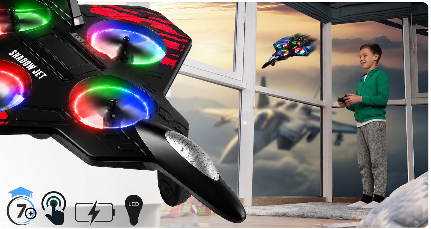 AIRCRAFT REMOTE CONTROLLED FOAM JET PILOT DRONE LED ROTATION 360° Packaging status original