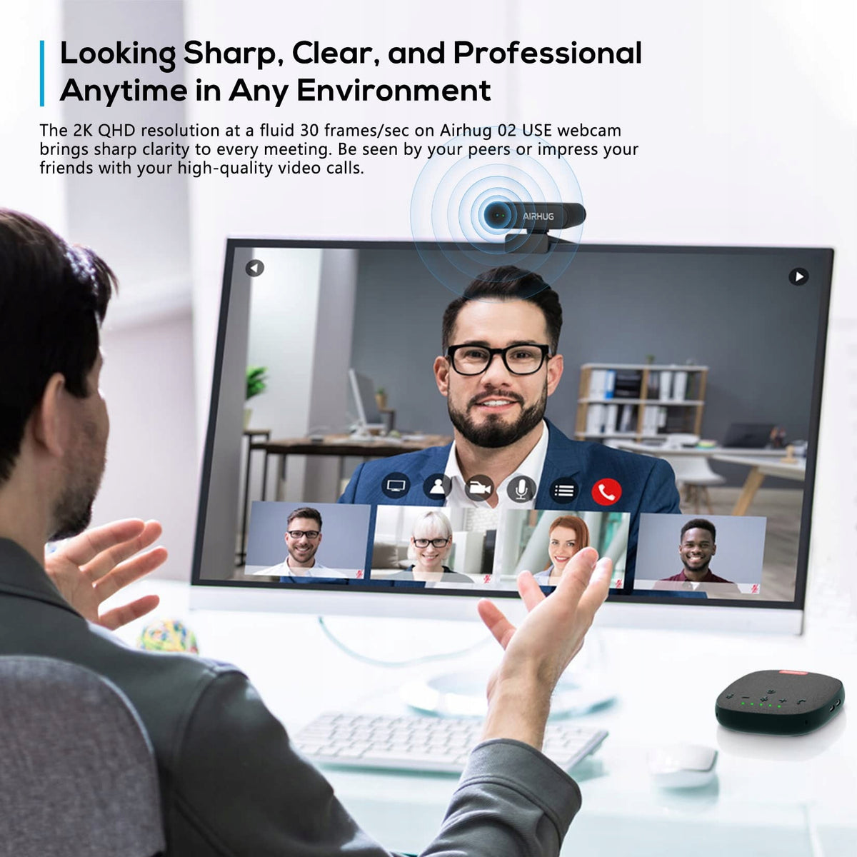AIRHUG Webcam 2K QHD FHD 1080p 360° Plug&Play Windows Mac Brand no brand