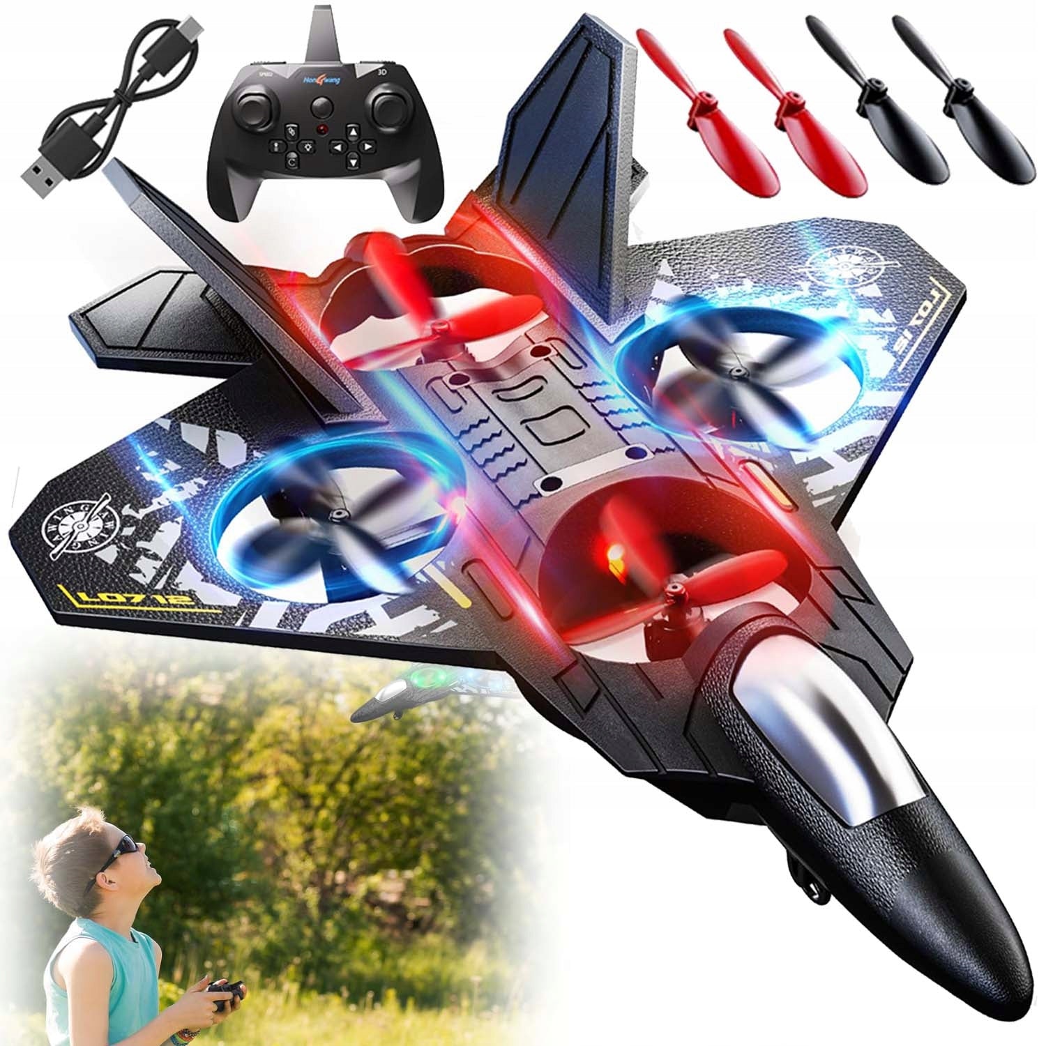 AIRPLANE REMOTE CONTROLLED REMOTE CONTROL LIGHT 360° ROTATION FOR CHILDREN TO GARDEN