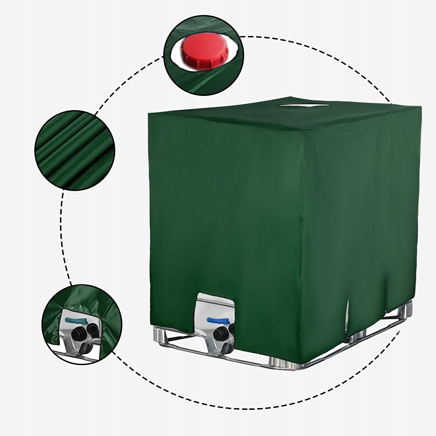 AIRTIGHT TARPAULIN COVER FOR TANK MAUZER RAINWATER 1000L 116x120x100