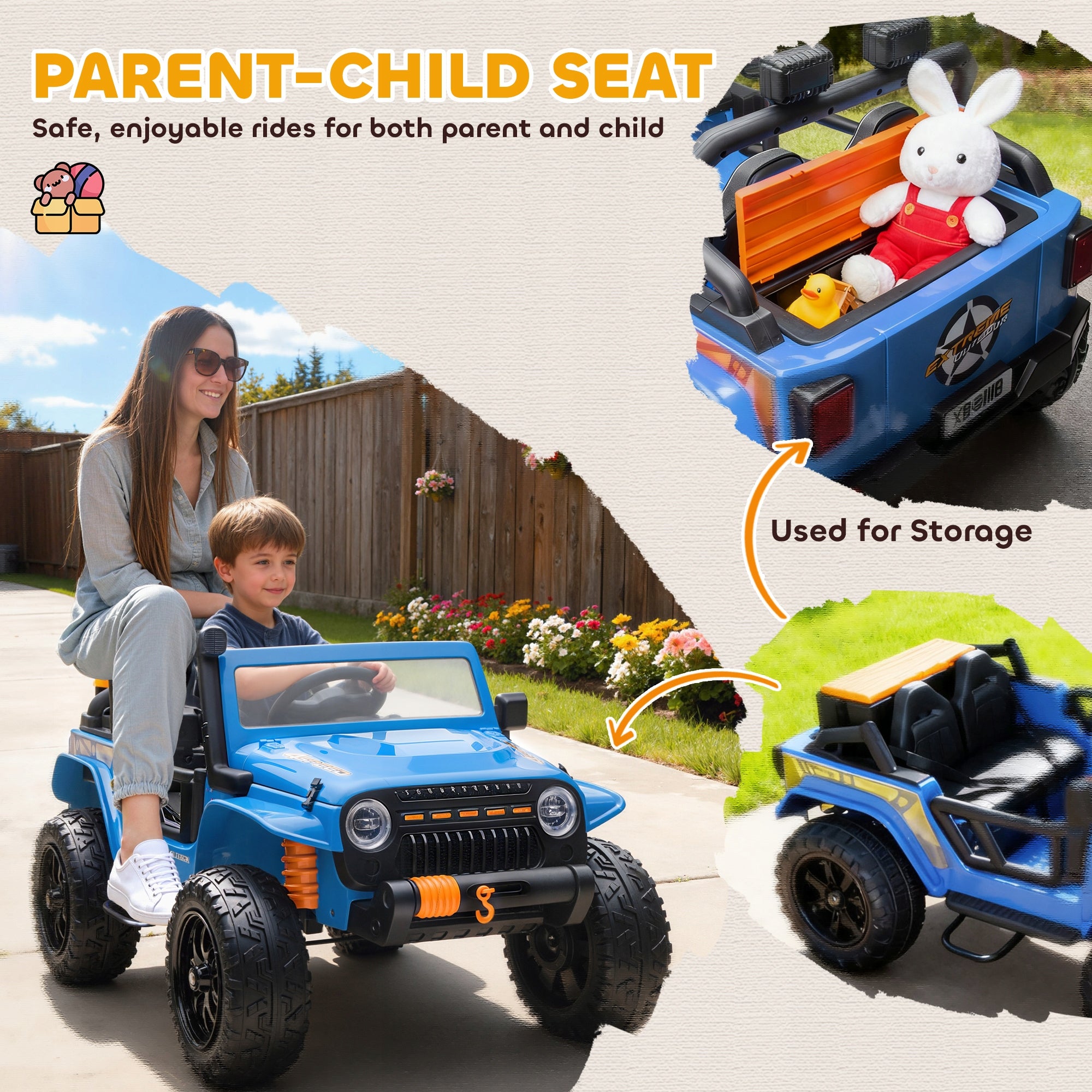 AIYAPLAY 12V electric children's car with remote control, 2 motors Color blue