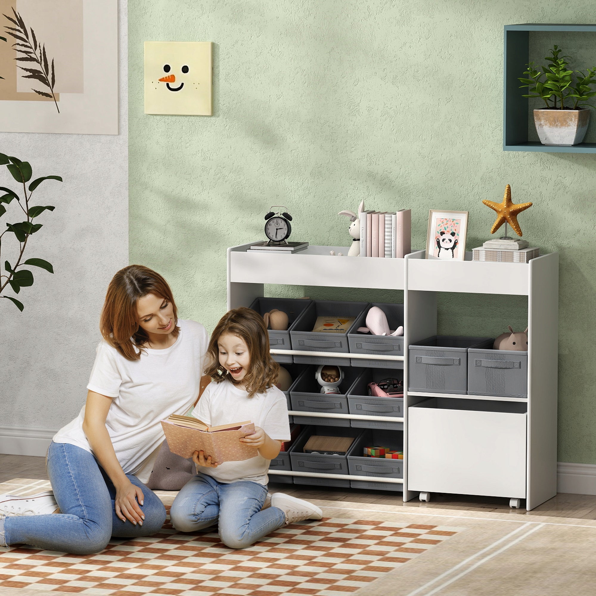 AIYAPLAY Children's Toy Cabinet, Shelves, 3 Stickers, Bookcase Packaging status original