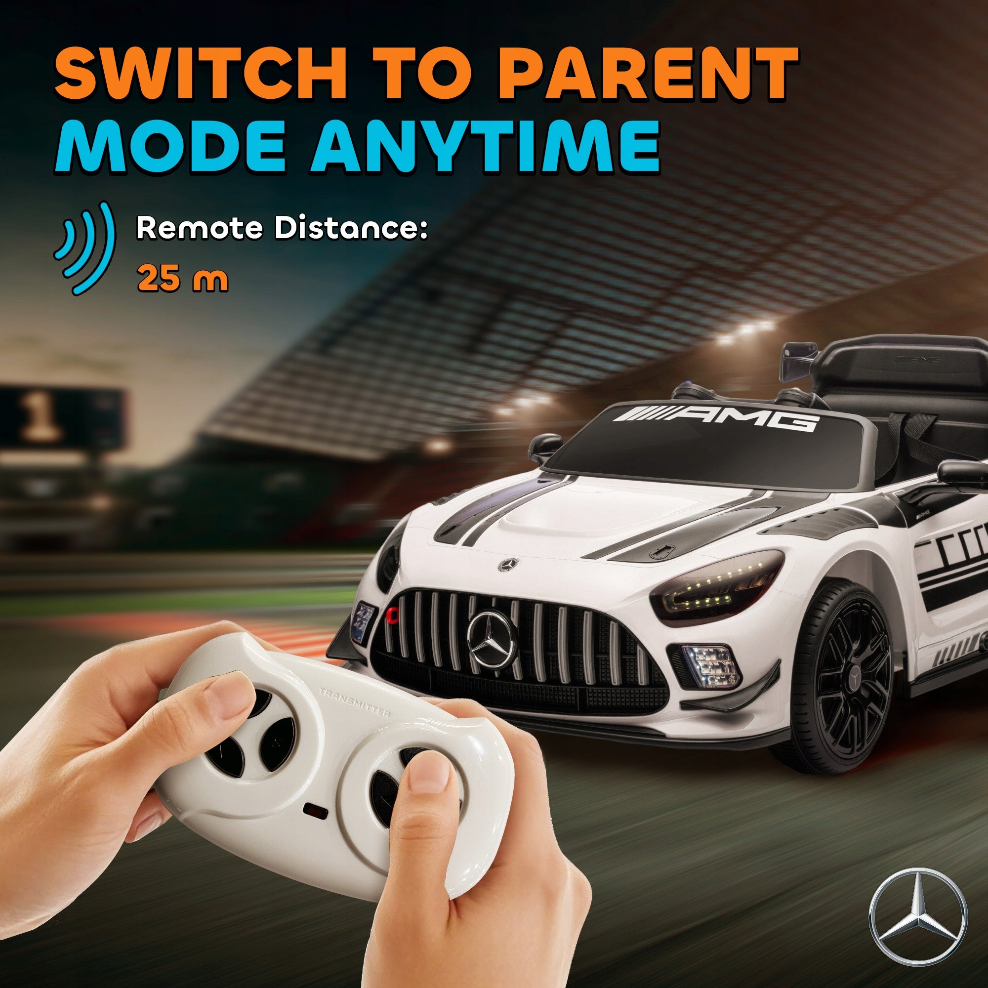 AIYAPLAY Mercedes-AMG 12V electric children's car with remote control, music Color white