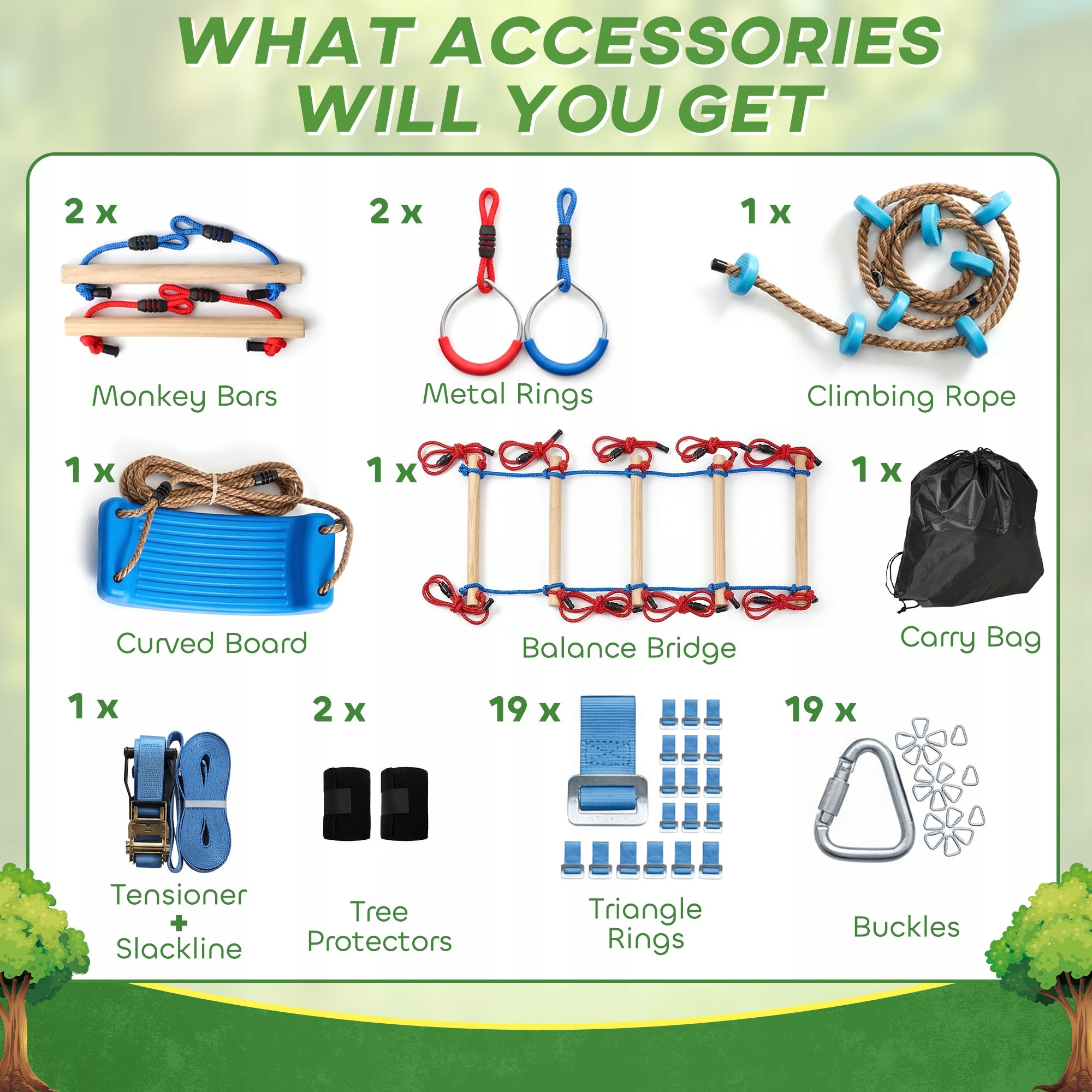 AIYAPLAY Ninja Line for kids, 24 m Slackline set with 7 obstacles Manufacturer code 344-119V00MX