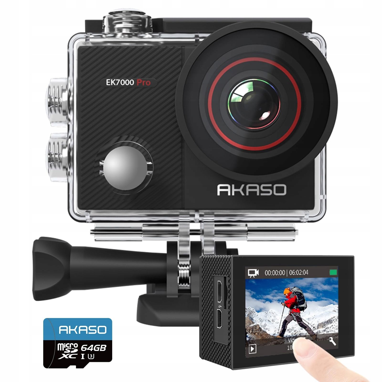 AKASO EK7000 Pro 4K 30FPS 20MP Sports Camera with 64GB microSDXC Card