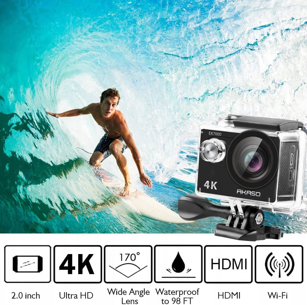AKASO Sports Camera 4K 30FPS 20MP Underwater Wide Angle WiFi LCD Brand AKASO
