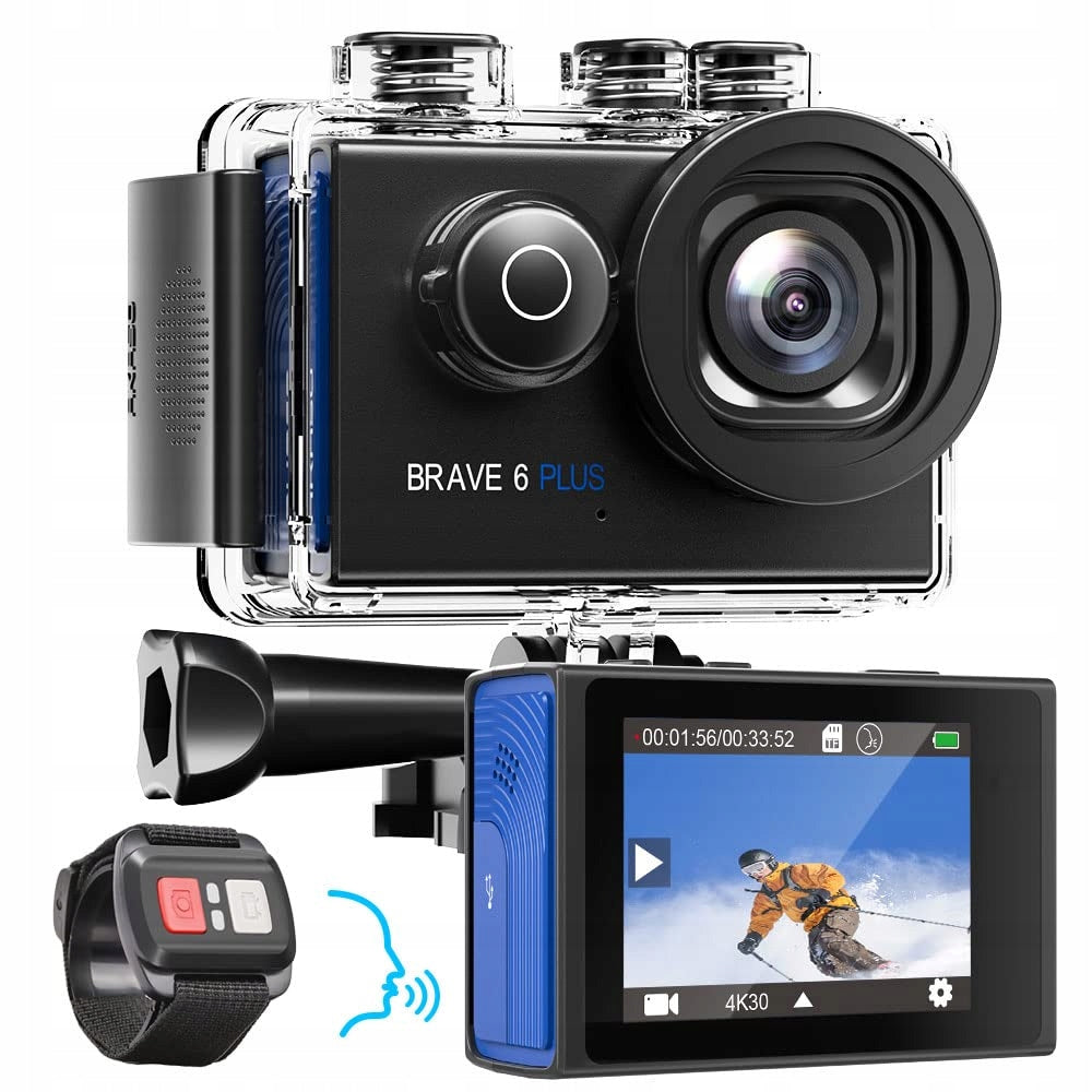 AKASO Sports Camera 4K 30FPS 20MP WiFi Touch Screen EIS 4X Zoom 40m