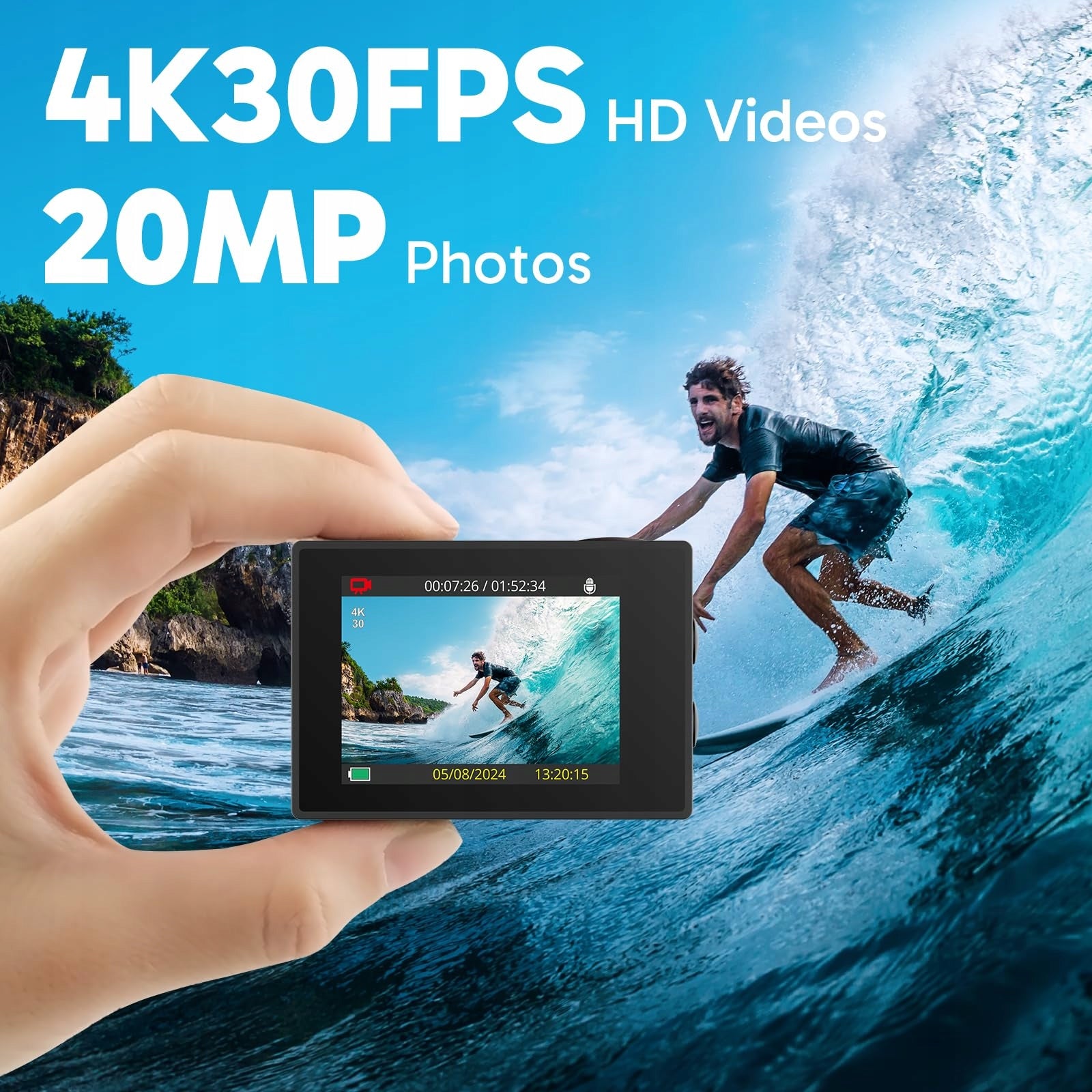 AKASO Sports Camera 4K 30FPS 20MP WiFi Underwater EIS Stabilization Brand AKASO