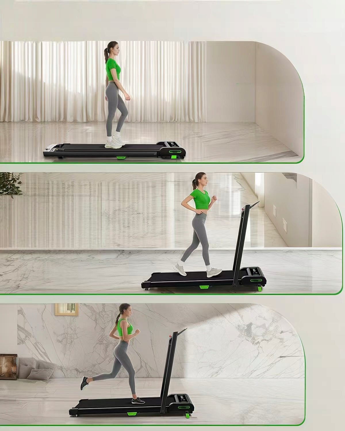 AKLUER 480L-B Home Electric Treadmill Folding 2.5KM 1-12km/h 150kg Additional features place for mobile phone/tablet foldable telemetry belt training programs tilt angle adjustment