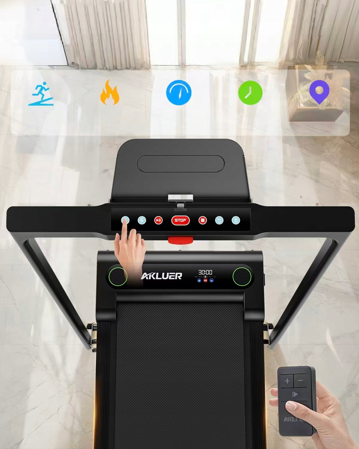 AKLUER 480L-B Home Electric Treadmill Folding 2.5KM 1-12km/h 150kg Maximum user weight 150 kg