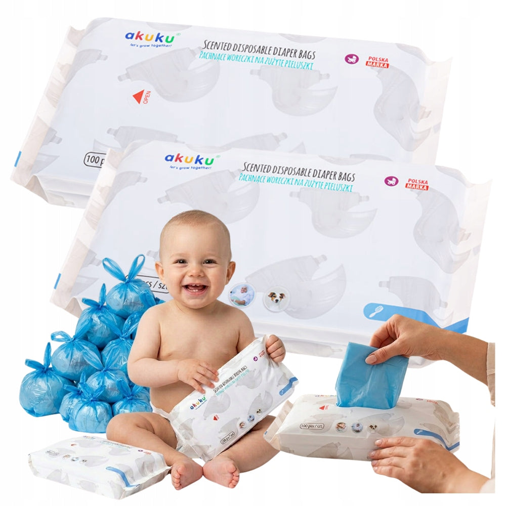 AKUKU FRAGRANT BAGS FOR USED FRAGRANCE DIAPERS 2PACK 2x100pcs