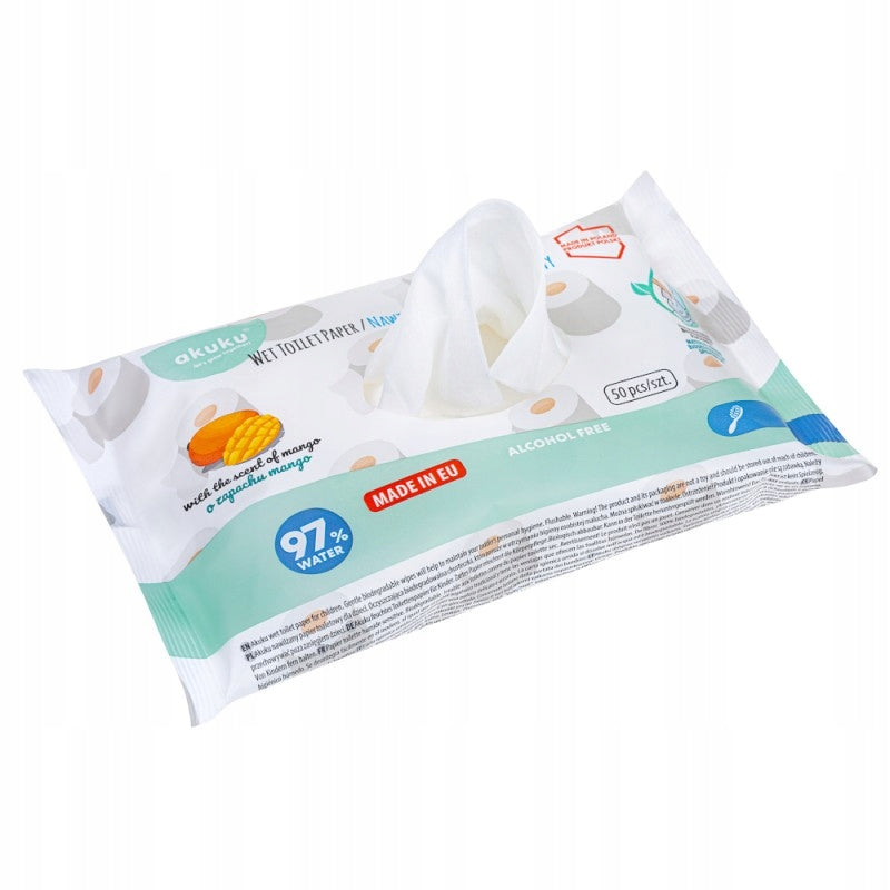 AKUKU MOISTURIZED TOILET PAPER WIPES 97% WATER 50PCS A0030