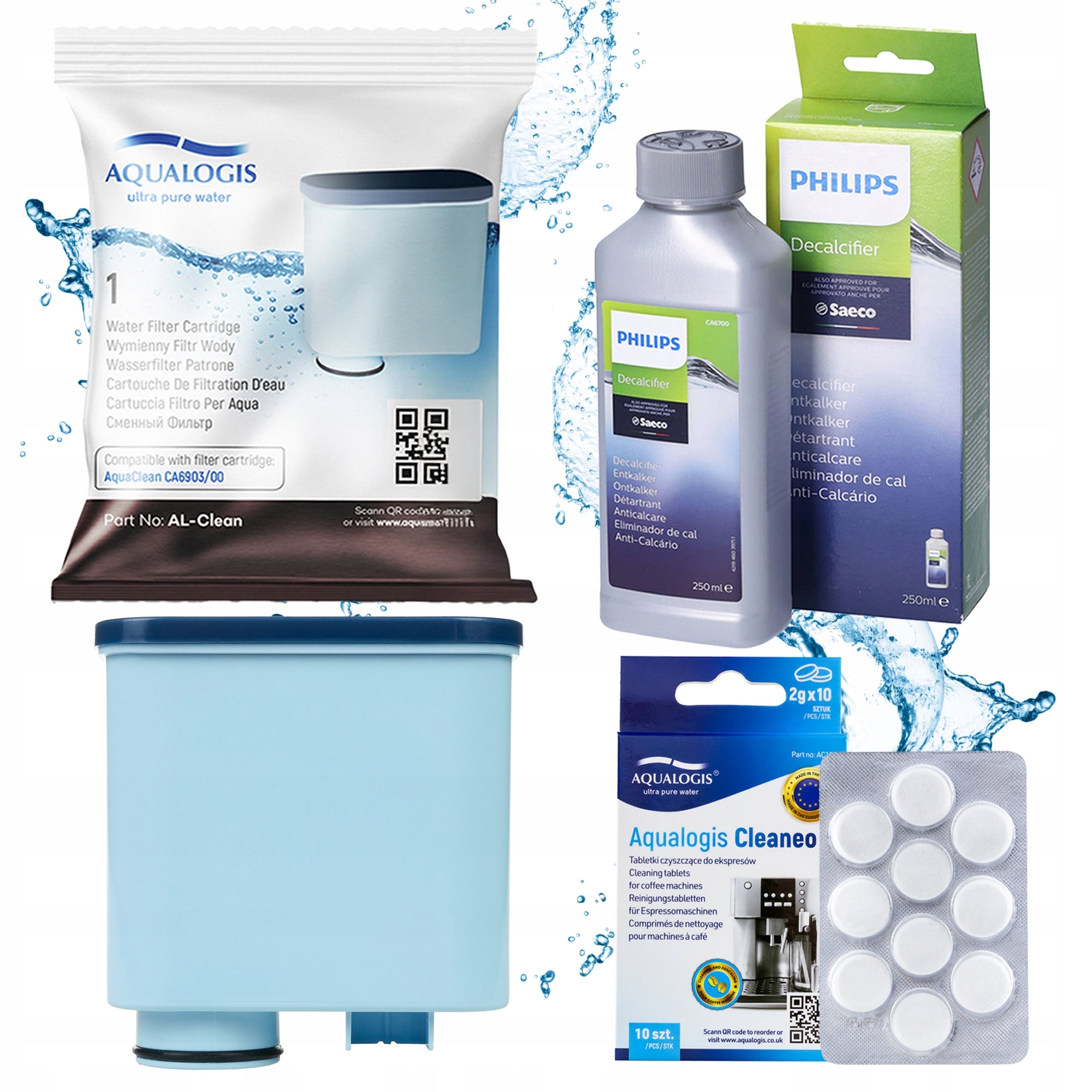 AL-Clean Filter For Philips Saeco Maker + Tablets + Descaler 250ml