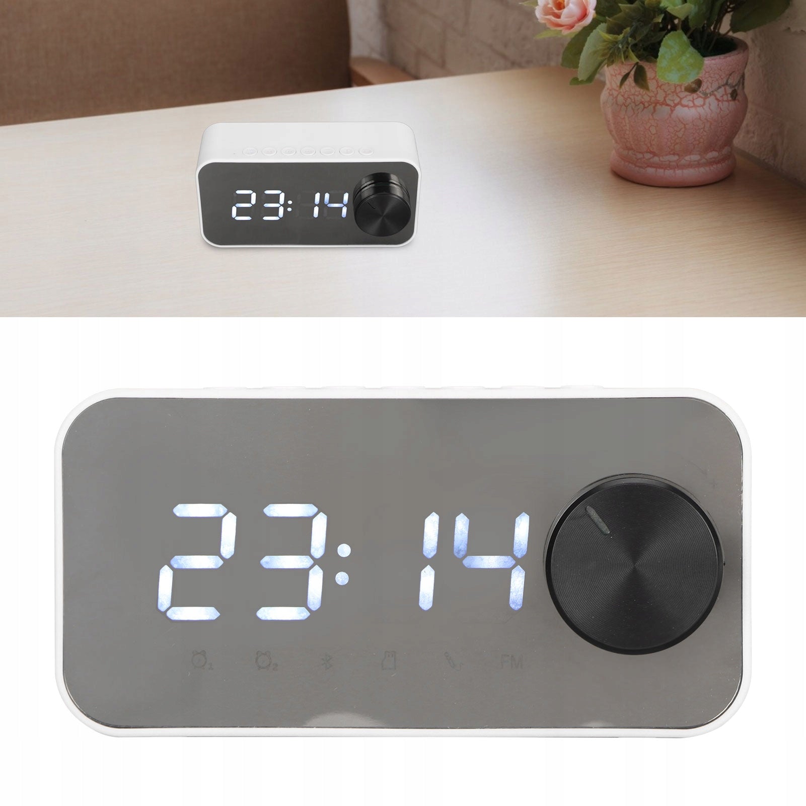 ALARM CLOCK RADIO CLOCK BLUETOOTH SPEAKER WHITE Brand no brand