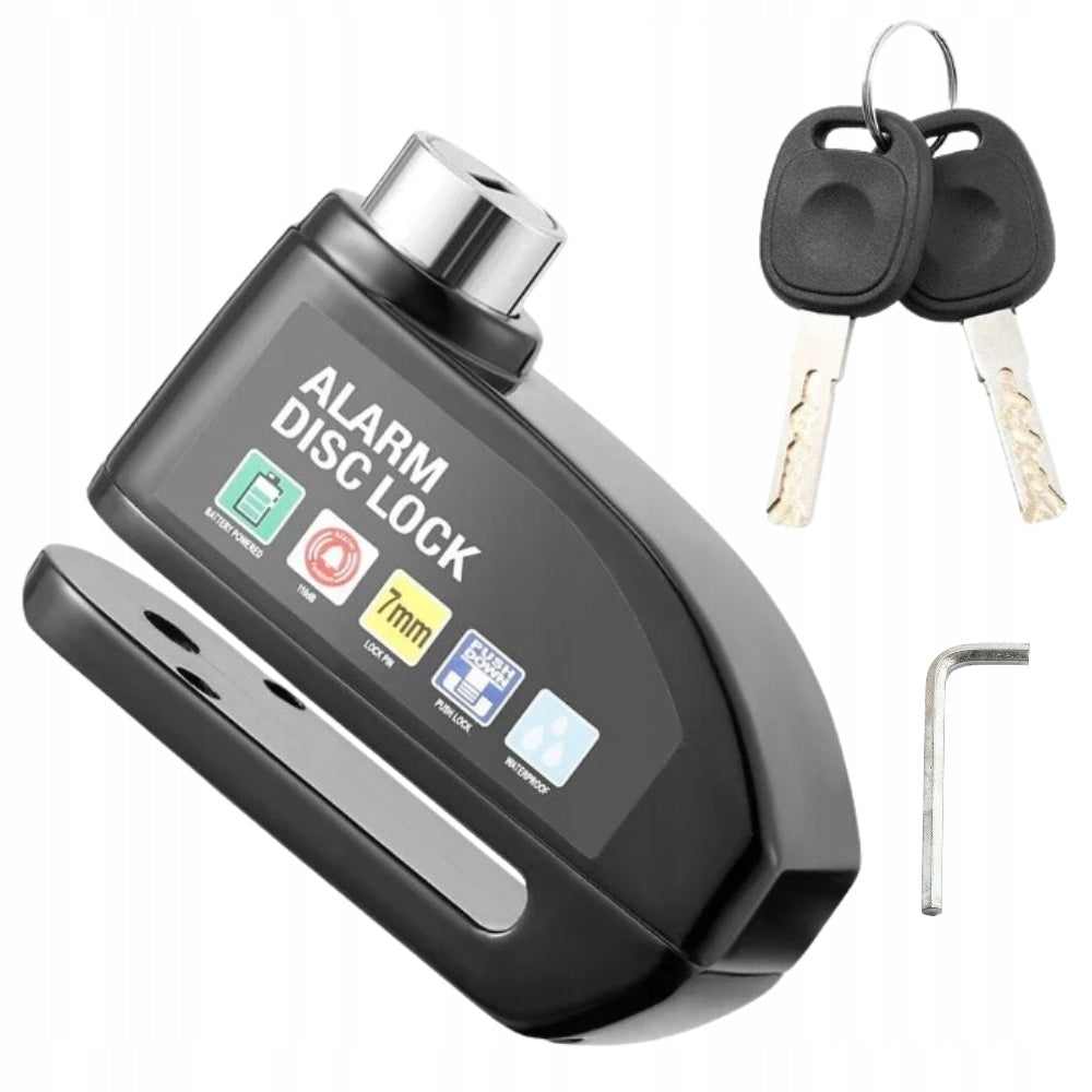 ALARM MOTORCYCLE BRAKE DISC CLOSURE SCOOTER LOCK 110dB ABS Model RW47
