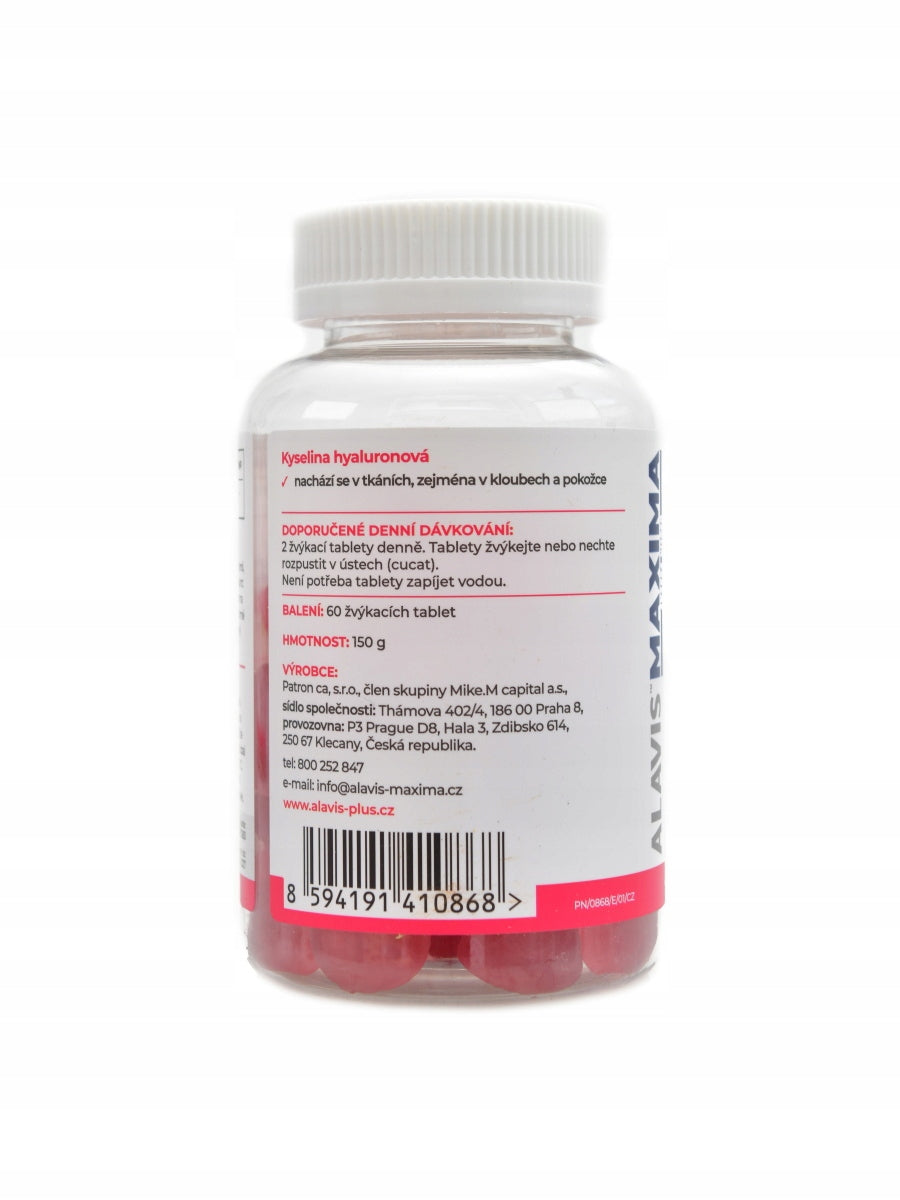 ALAVIS MAXIMA Kyselina hyaluronová GUMMIES 60 žvýkacích tablet Manufacturer code 8594191410868