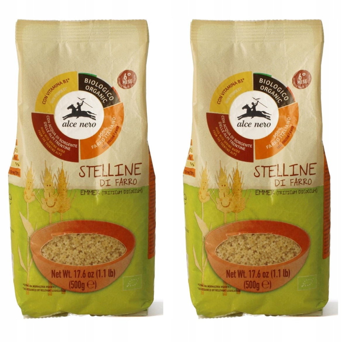 ALCE NERO - 2x PASTA WITH FLATBED STARS FOR CHILDREN FROM 6 MONTHS BIO 500 g