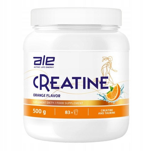 ALE Creatine Orange Flavor, Powder, Orange Flavor, 500 g