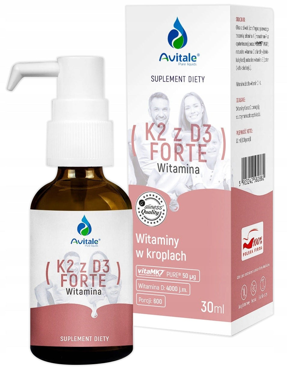ALINESS Avitale vitamin K2 MK-7 + D3 forte drops 30 BONE RESISTANCE