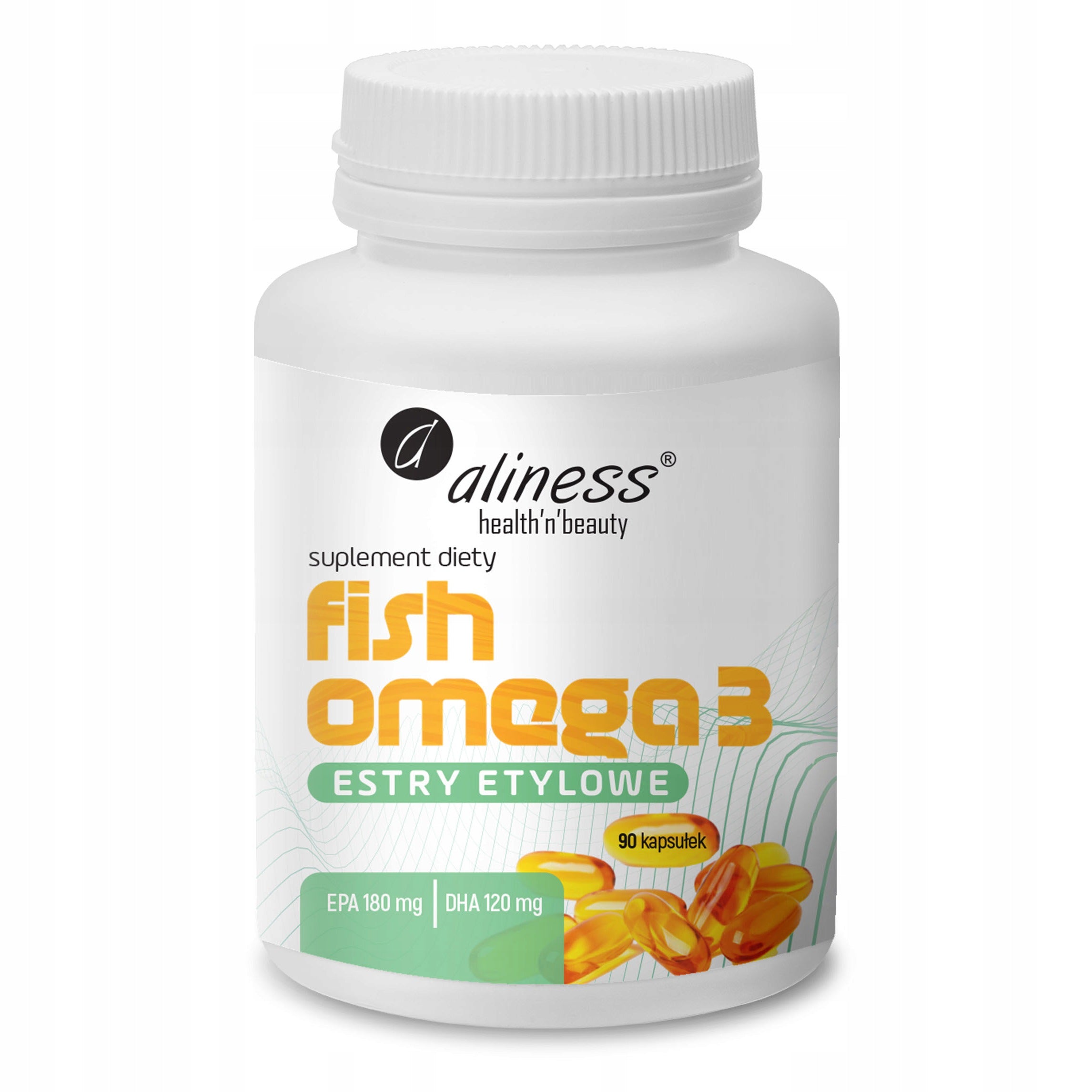 ALINESS Fish Omega 3 Ethyl Esters EPA/DHA 180/120mg Fatty Acids 90caps Brand Aliness