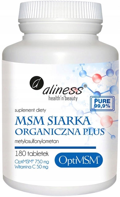 ALINESS MSM ORGANIC SULFUR PLUS OPTI MSM 180tab Allergies Acne Joints