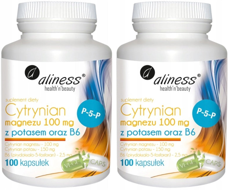 ALINESS Magnesium citrate 100mg with potassium 150mg B6 MAGNESIUM POTASSIUM 2x100 kaps.