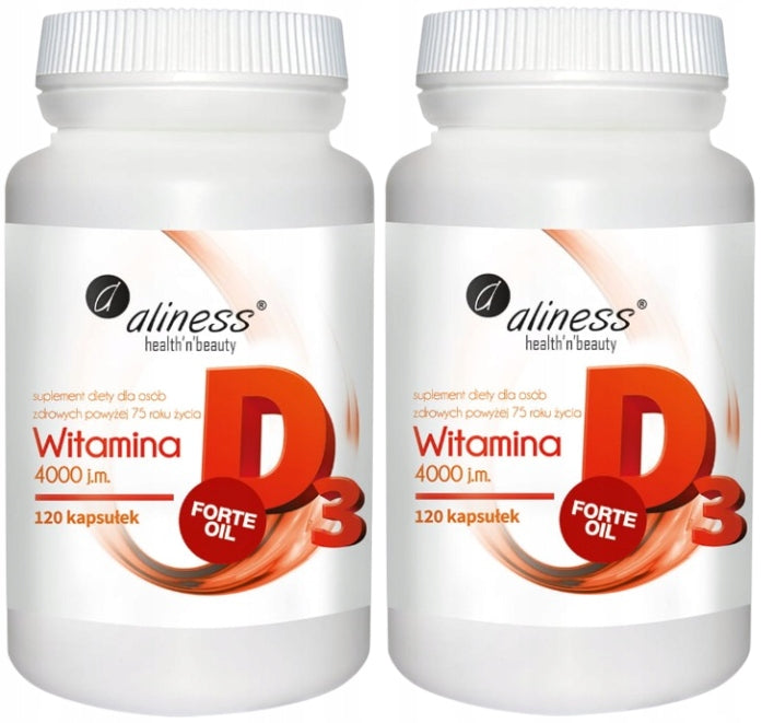 ALINESS Vitamin D3 Forte 4000 IU natural lanolin IMMUNITY 2x120caps