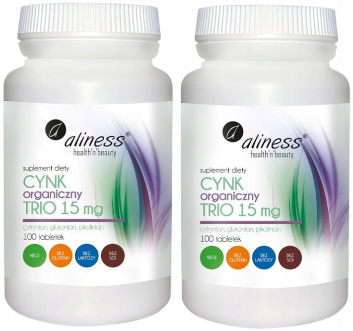ALINESS Zinc Organic Trio 15 mg RESISTANCE SKIN HAIR NAILS 2x100 t
