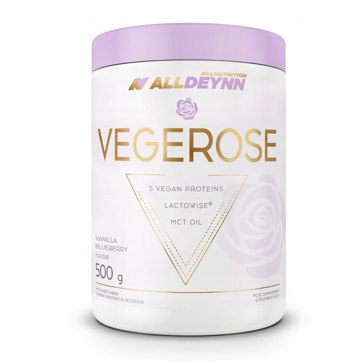 ALLDEYNN VEGEROSE 500 g VEGETABLE PROTEIN WITHOUT SUGAR MCT VANILLA BLUEBERRY