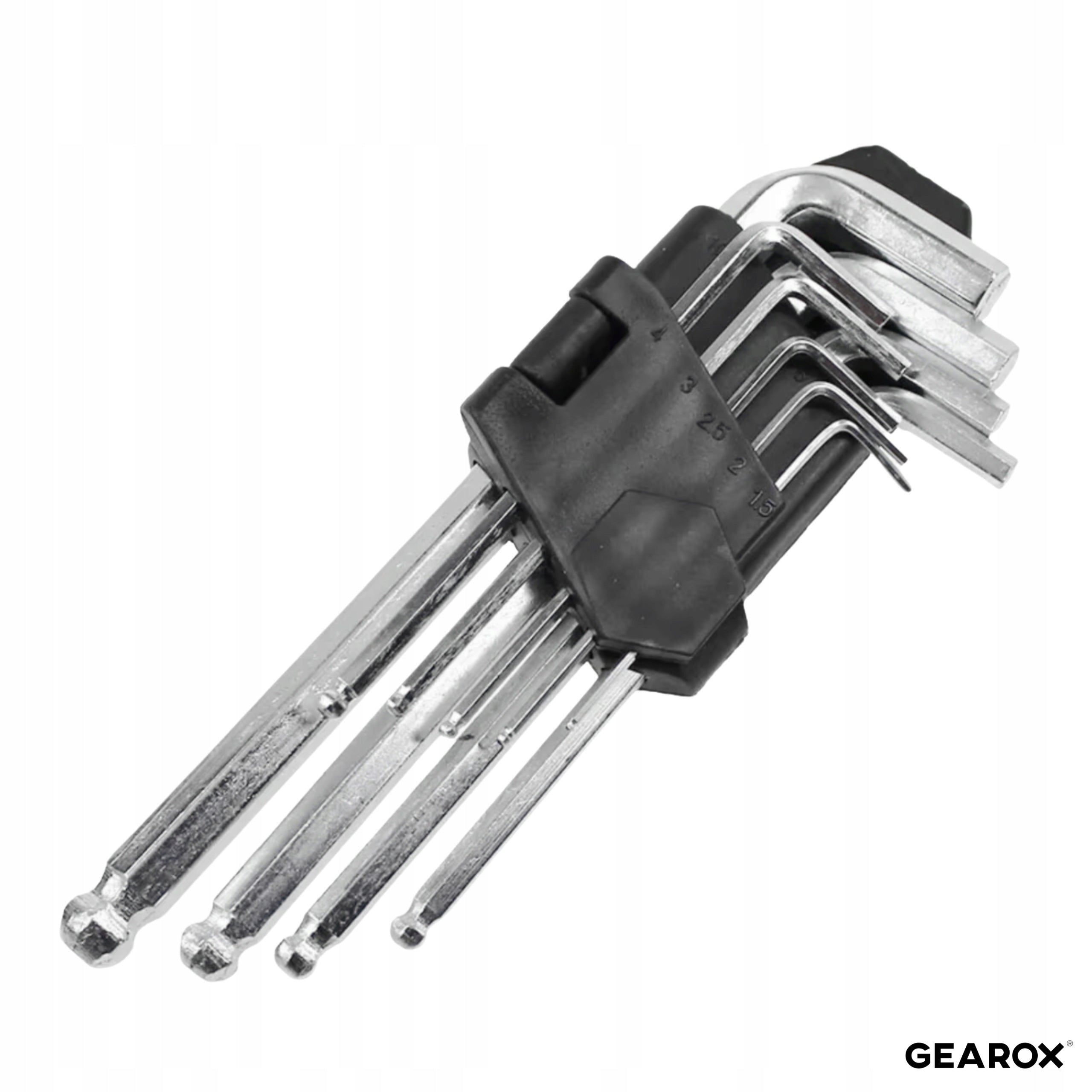 ALLEN WRENCHES SET OF BALL ALLEN WRENCHES 1.5-10MM ALLEN WRENCHES 9 PIECES Manufacturer code Gearox KLUCZE IMBUSOWE ZESTAW IMBUSY 9 SZTUK