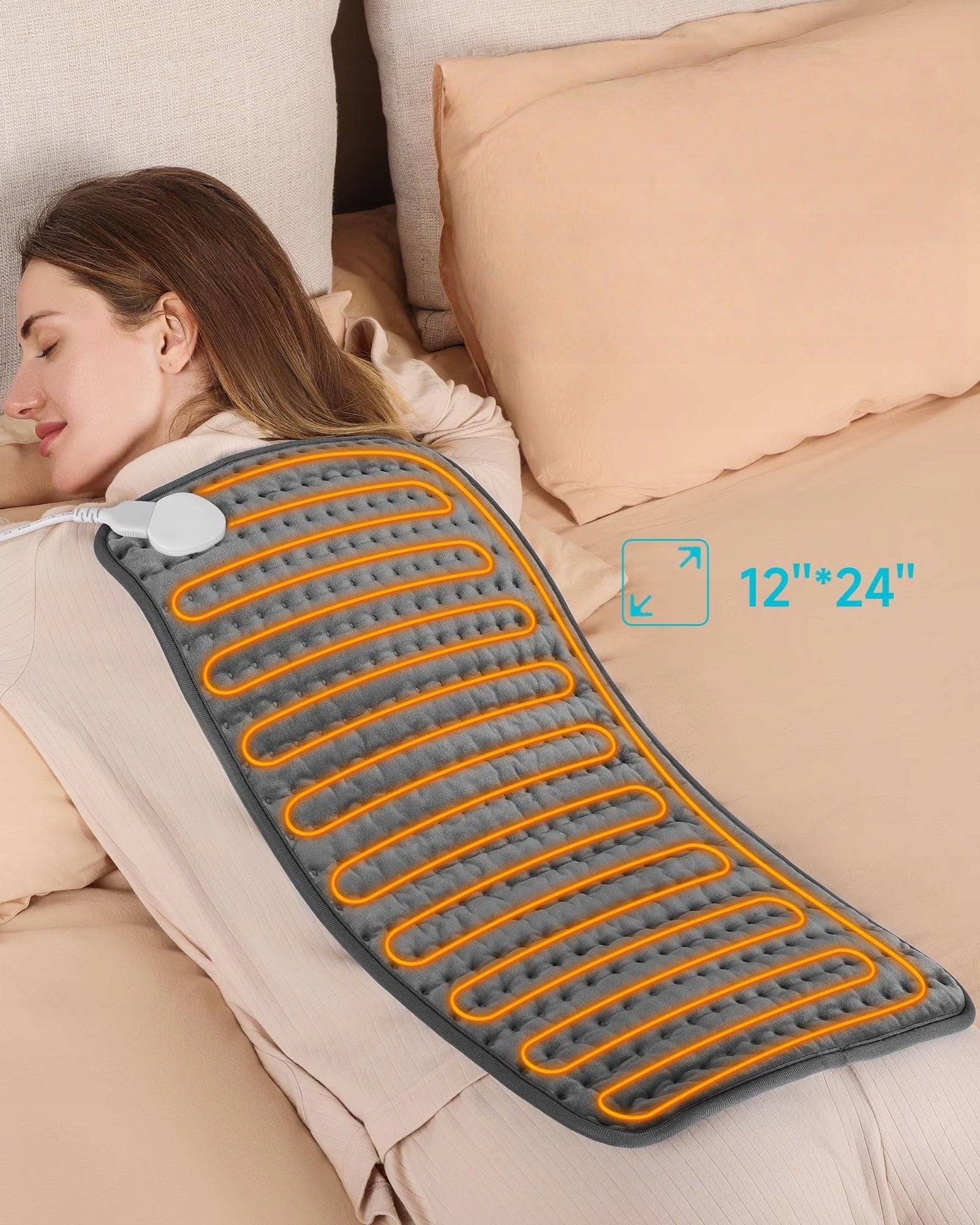 ALLJOY 60x30cm Heating Pad 6 Heat Levels Shoulder Back Abdomen Leg Relief Medical device no