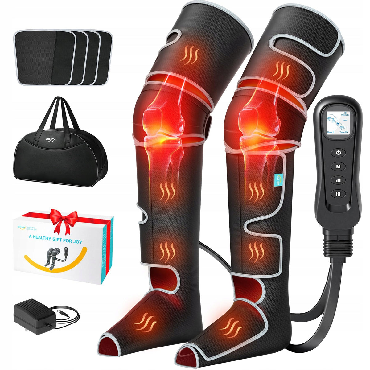 ALLJOY Leg Massager for Circulation and Pain Relief, Heat and Compression