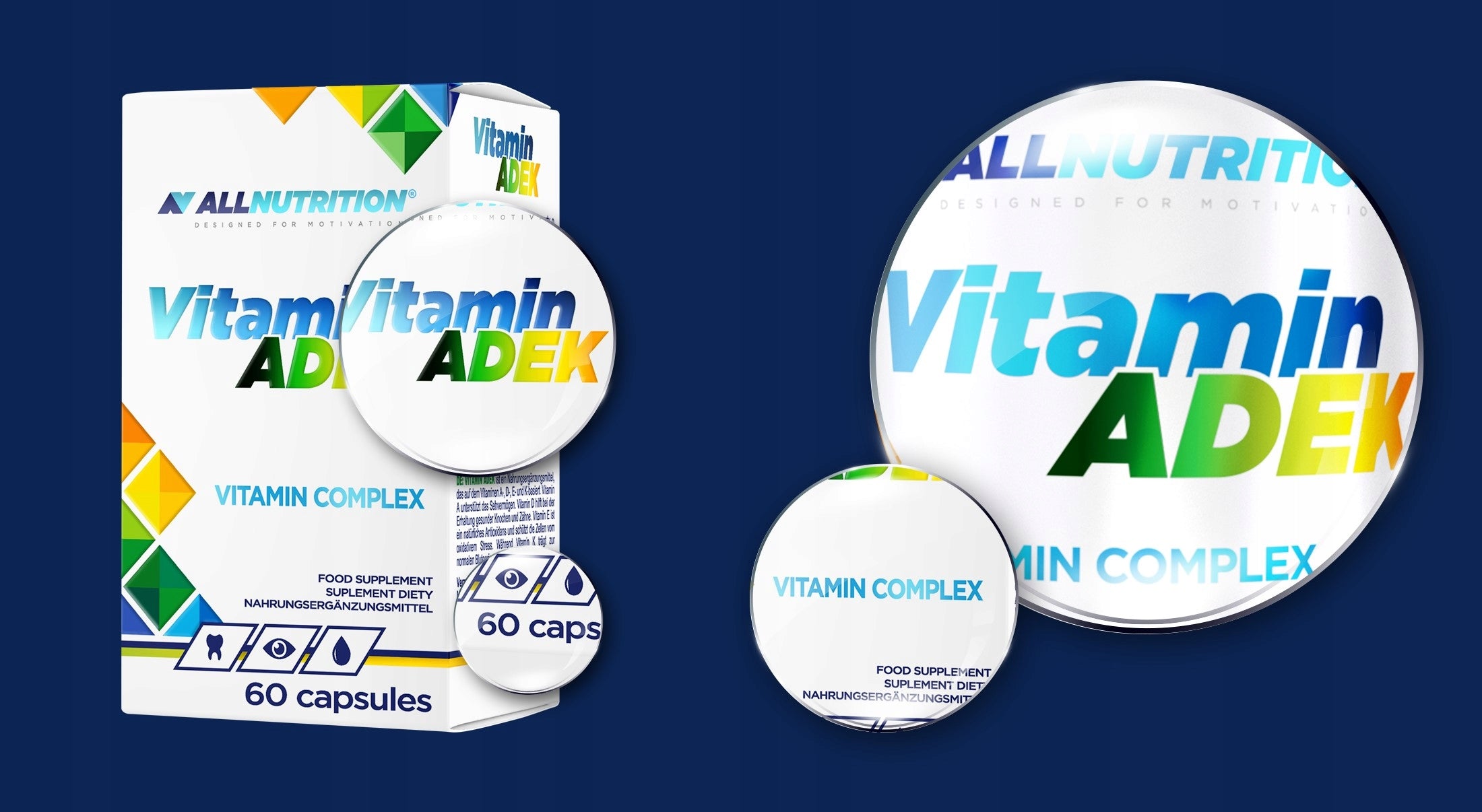 ALLNUTRITION ADEK 60CAP VITAMIN A D3 E K2 MK-7 BONES IMMUNITY VISION SKIN EAN (GTIN) 5902837756059
