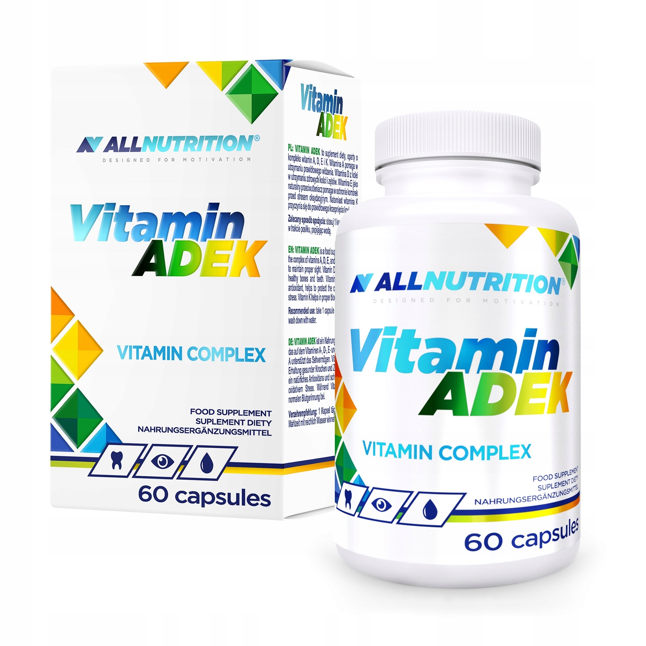 ALLNUTRITION ADEK 60CAP VITAMIN A D3 E K2 MK-7 BONES IMMUNITY VISION SKIN