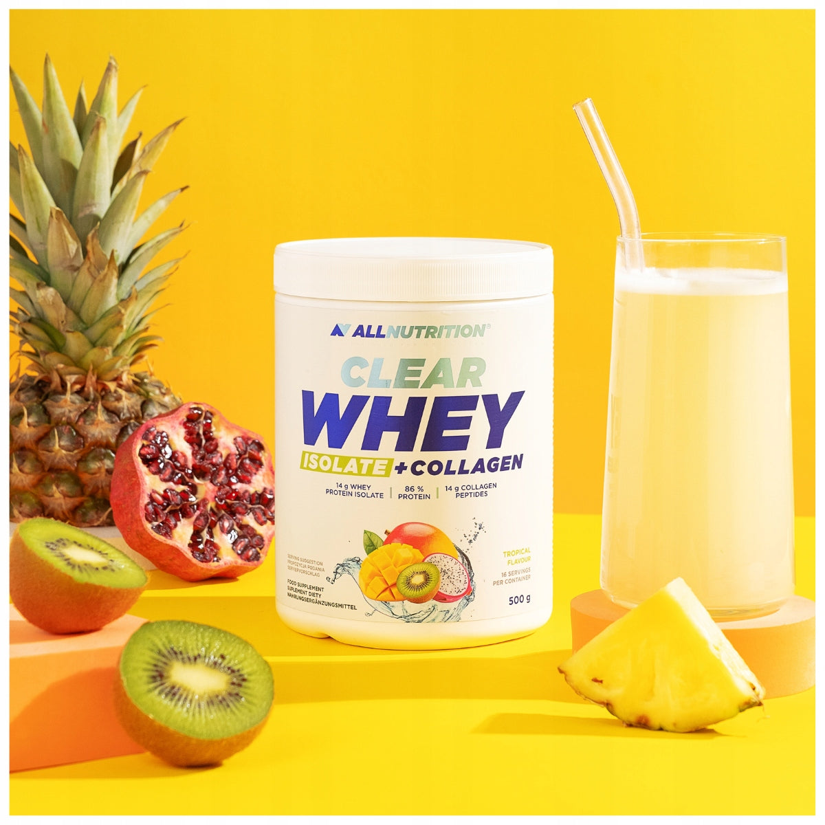 ALLNUTRITION CLEAR WHEY ISOLATE + COLLAGEN 500G TROPICAL PROTEIN SUPPLEMENT Packaging status original