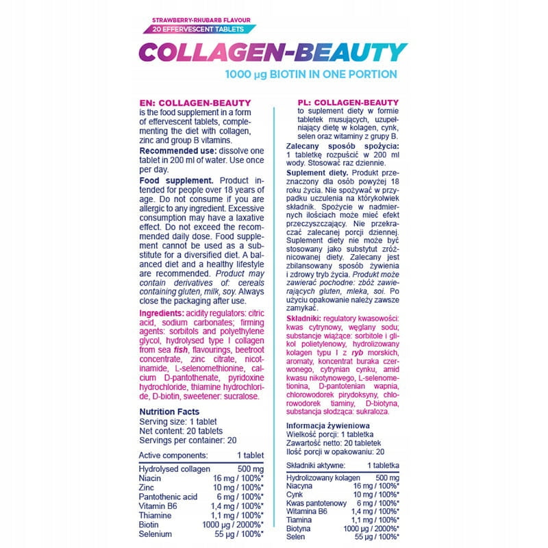 ALLNUTRITION COLLAGEN - BEAUTY - 20 effervescent tablets for joints Expiration date at least six months from the date of purchase