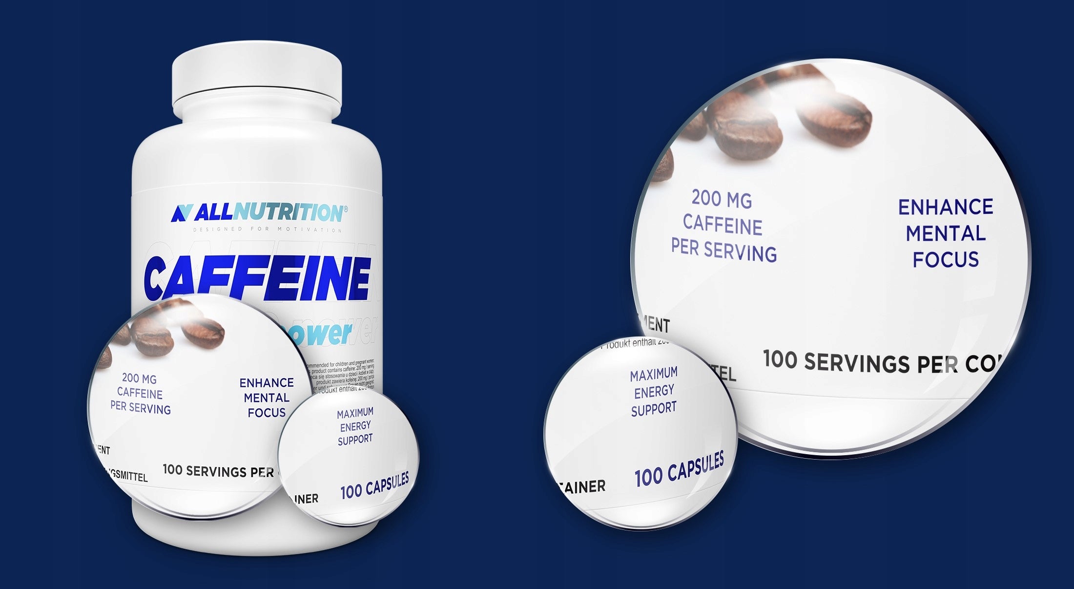 ALLNUTRITION Caffeine 200 Power - 100 Capsules Expiration date not specified