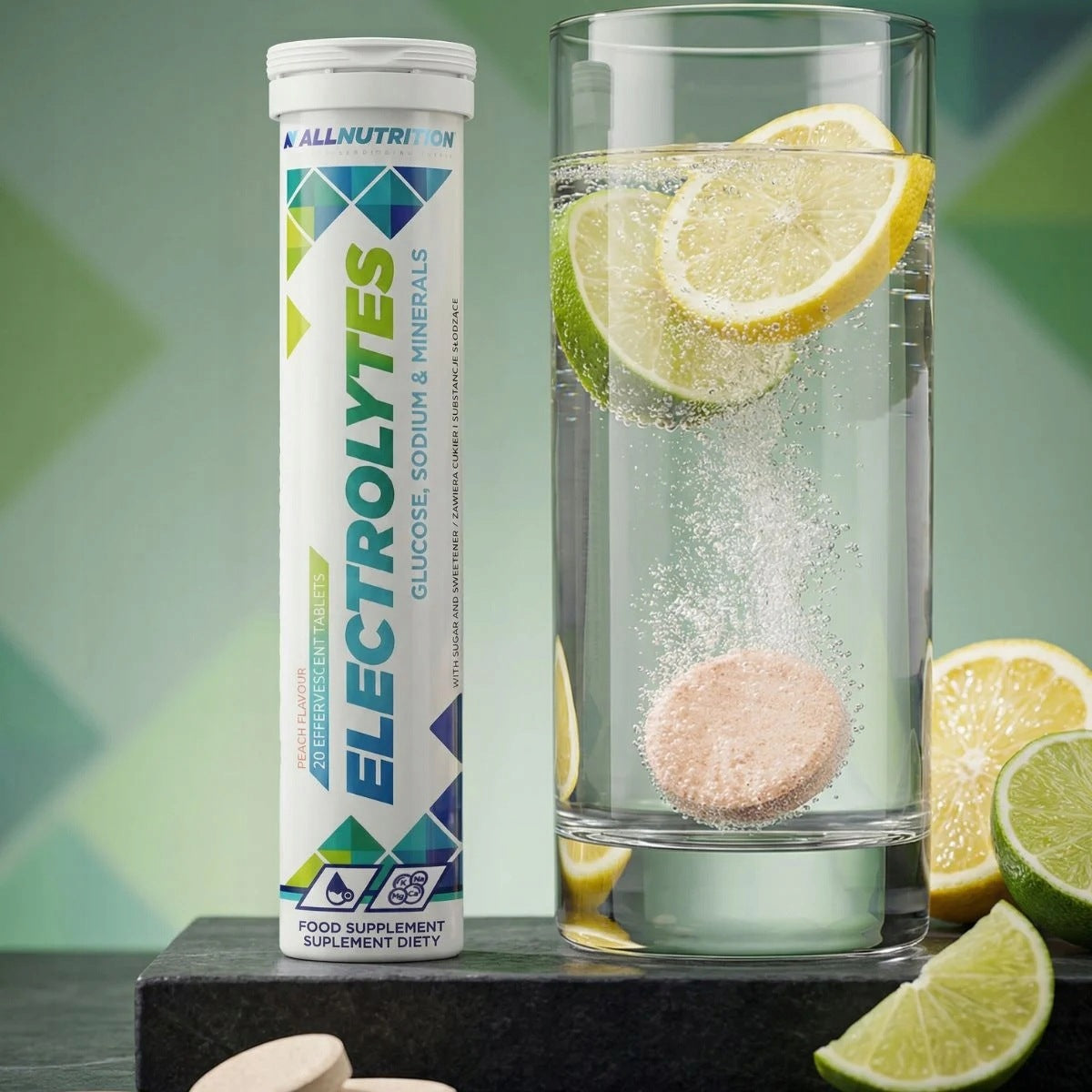 ALLNUTRITION ELECTROLYTES 20 TAB PEACH ENERGY MUSCLES HYDRATION Packaging status original