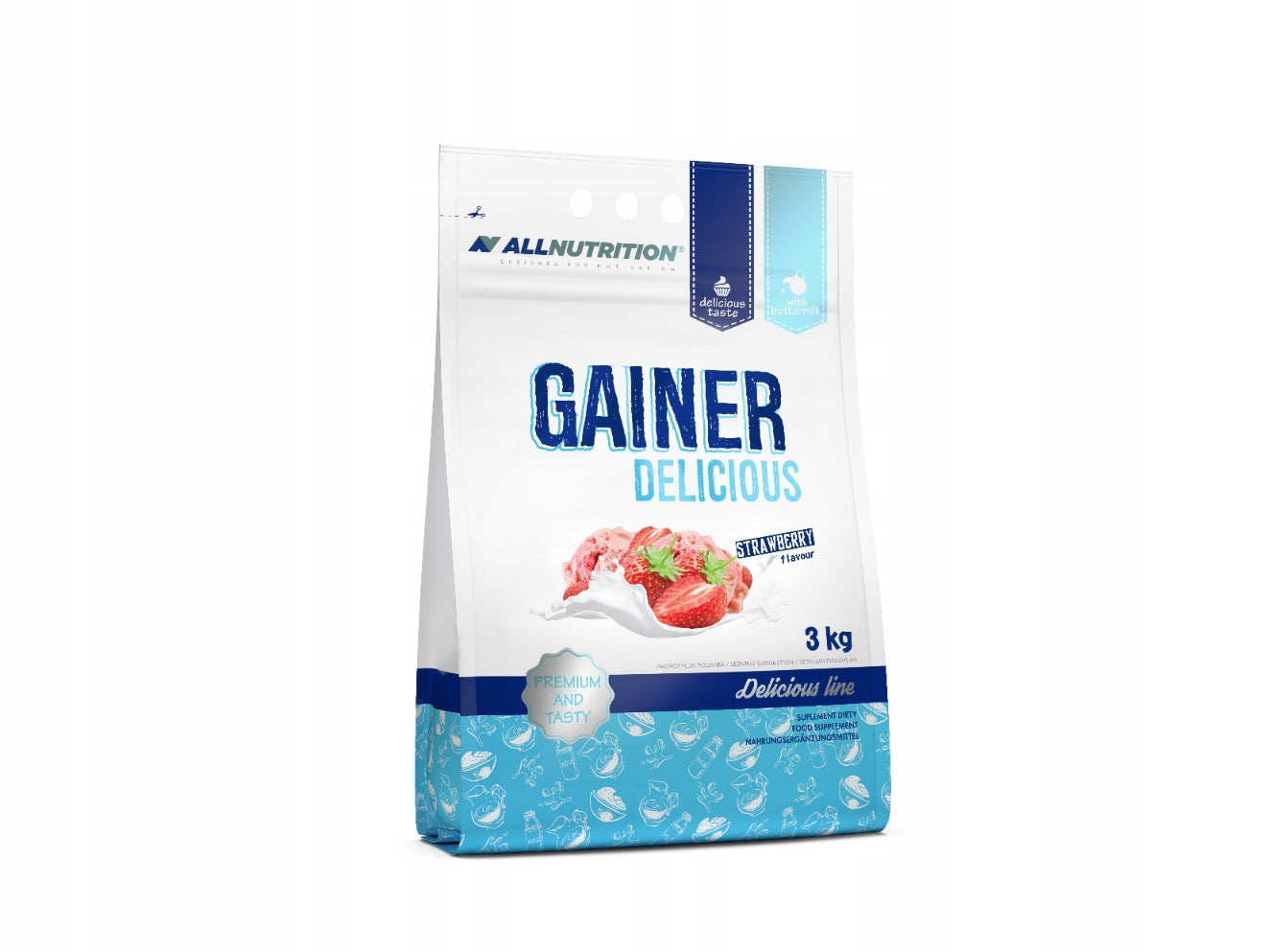 ALLNUTRITION GAINER DELICIOUS 3000g STRAWBERRY PROTEIN CARBOHYDRATES MASS STRENGTH