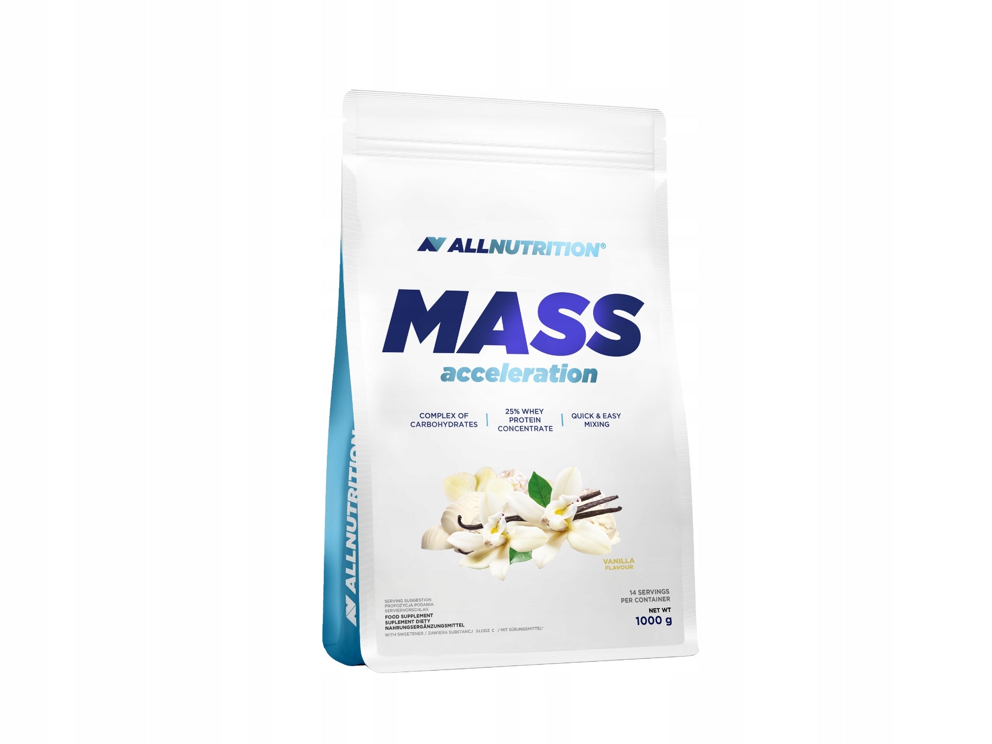ALLNUTRITION MASS ACCELERATION 1000g VANILLA GAINER PROTEIN CARBOHYDRATES MASS