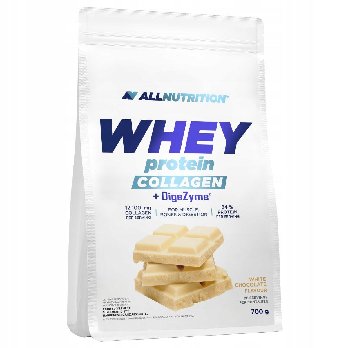 ALLNUTRITION WHEY PROTEIN COLLAGEN + DIGEZYME 700G WHITE CHOCOLATE PROTEIN