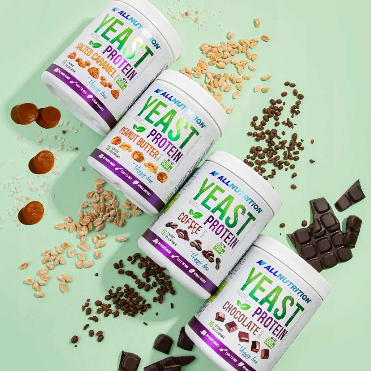 ALLNUTRITION YEAST PROTEIN 500g SALTY CARAMEL YEAST PROTEIN VEGAN Packaging status original