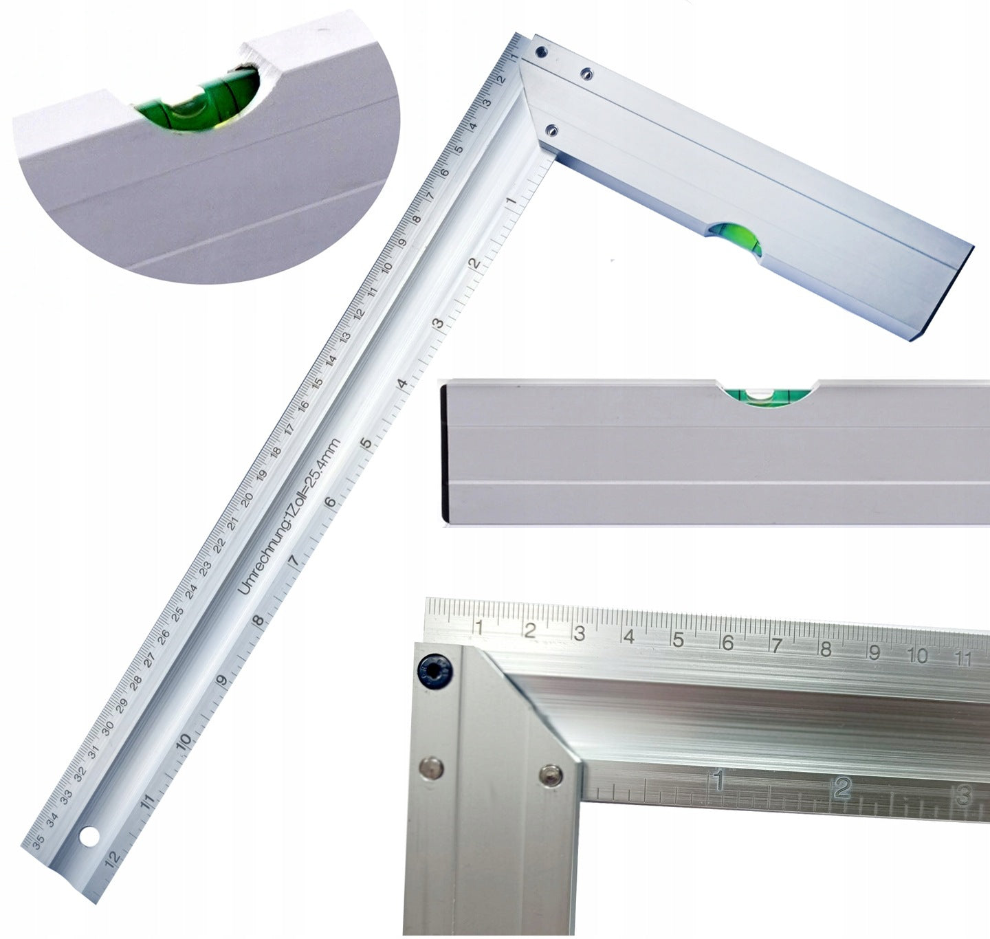 ALUMINIUM ANGLE WITH LEVEL GAUGE 350 MM